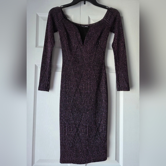 Fashion Nova Glittering Purple Long Sleeve Dress. Like New. - Picture 6 of 15